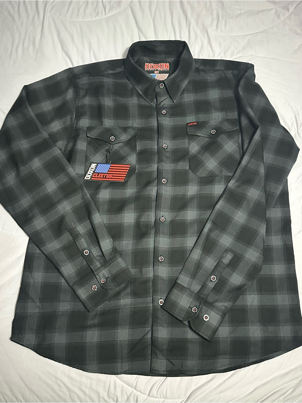 DIXXON Men’s Black and Dark Green Plaid Button-Down Shirt
